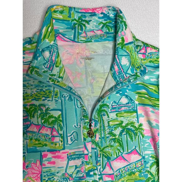 Lilly Pulitzer Claudia UPF 50+ fabric, High Tide Navy Honda print dress large - Picture 5 of 15